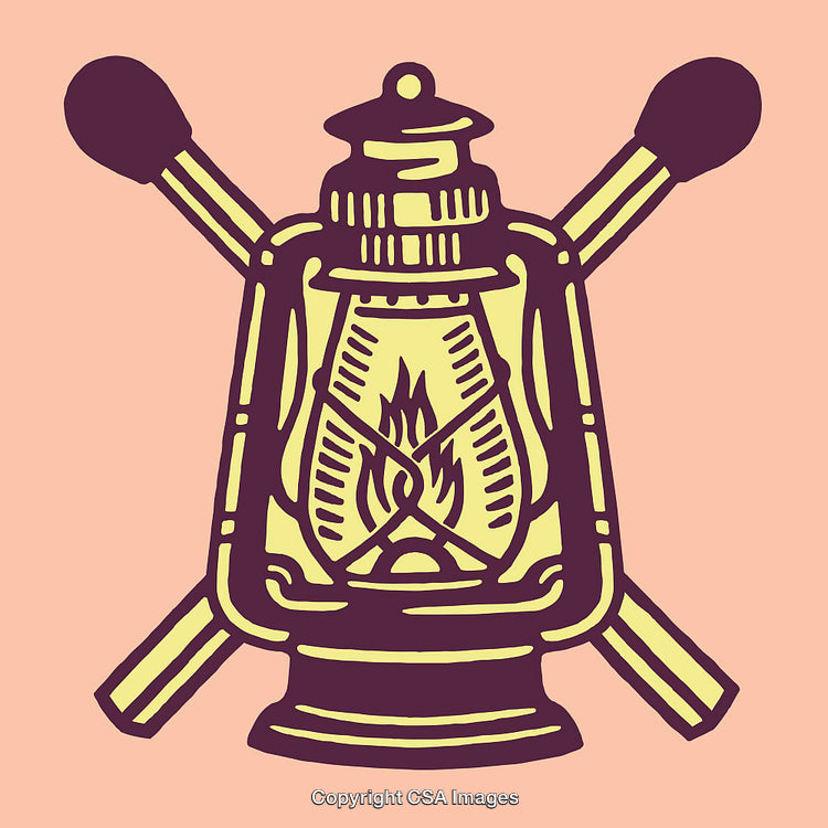 Rustic Lantern Illustration with Matches on a Retro Background