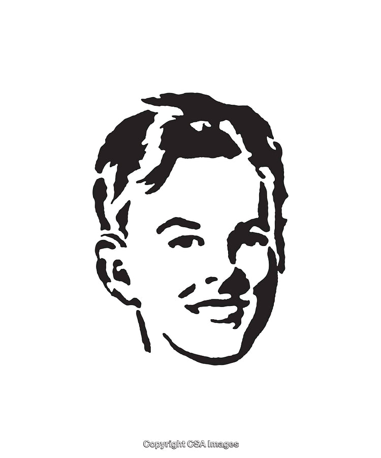 Black and White Retro Boy Portrait in Minimalist Style