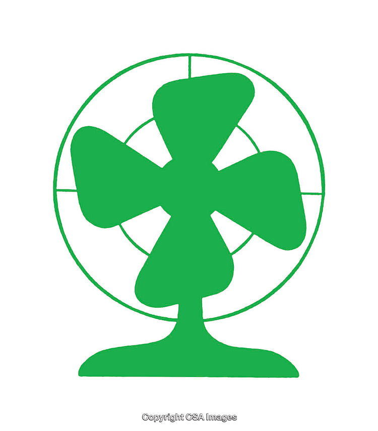 Simple Green Fan Icon Isolated on a White Background