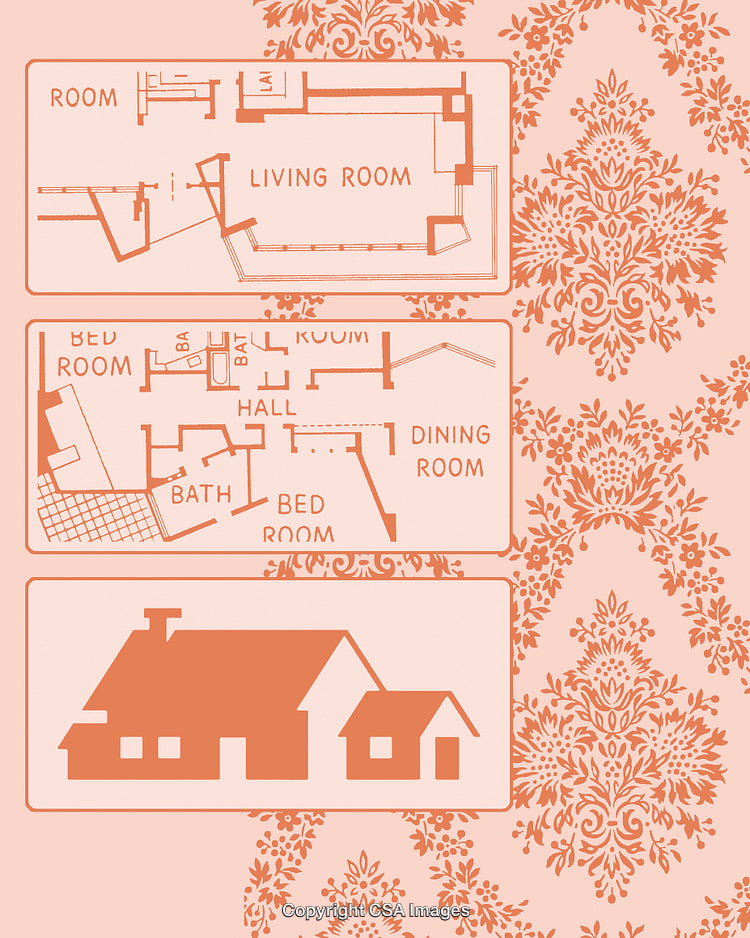 House Floor Plan on a Pink Background