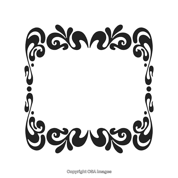 Decorative Black and White Frame with Ornate Floral Patterns