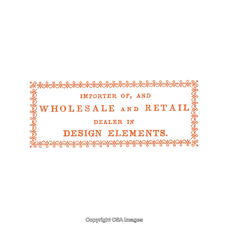 Vintage Ornate Design Dealer Decorative Border Orange Typography
