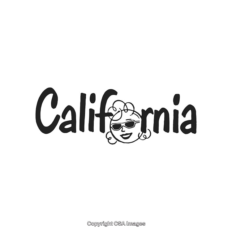 California Logo Featuring Retro Style Character in Sunglasses