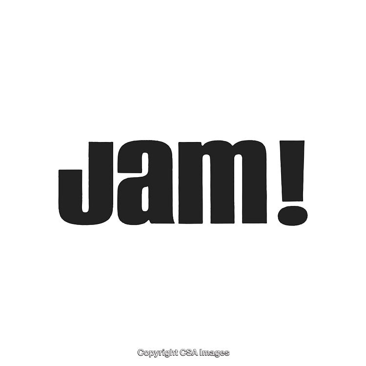 Bold Black Text 'Jam!' Displayed on a Minimal White Background