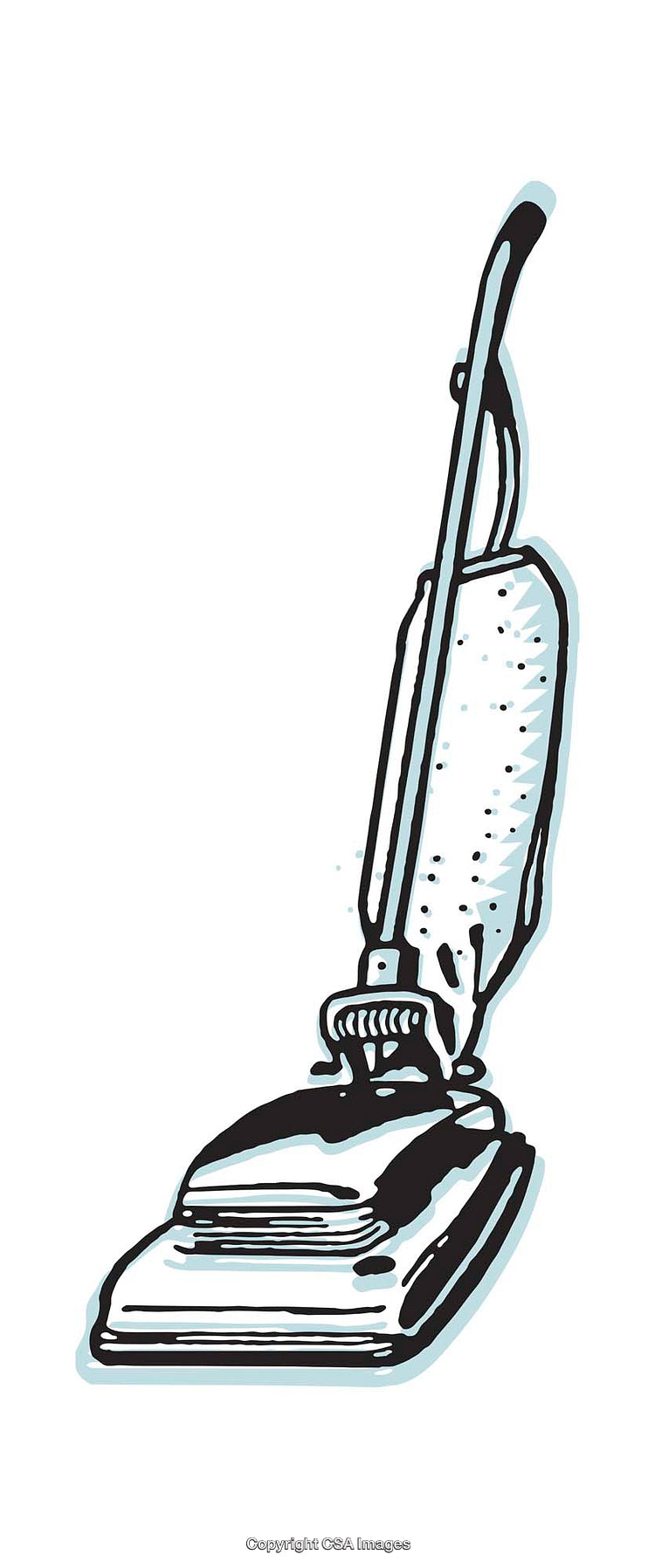Illustration of a Classic Vacuum Cleaner with Retro Styling and Details