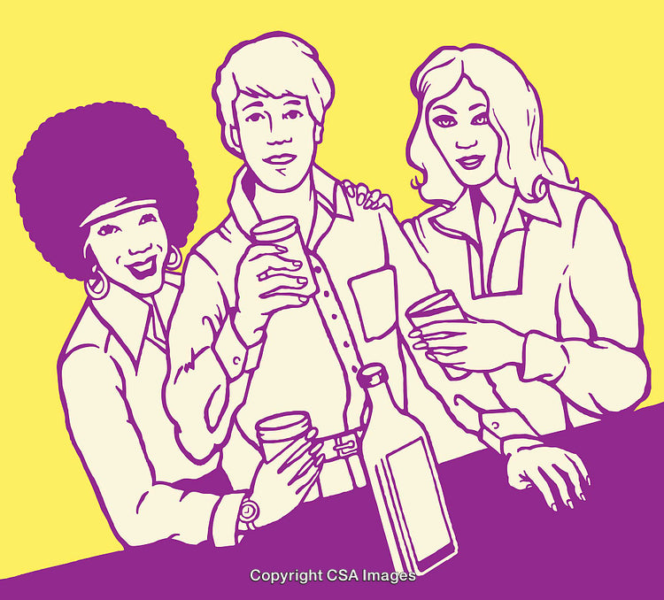 Illustration of Friends Enjoying Drinks Together at a Social Gathering