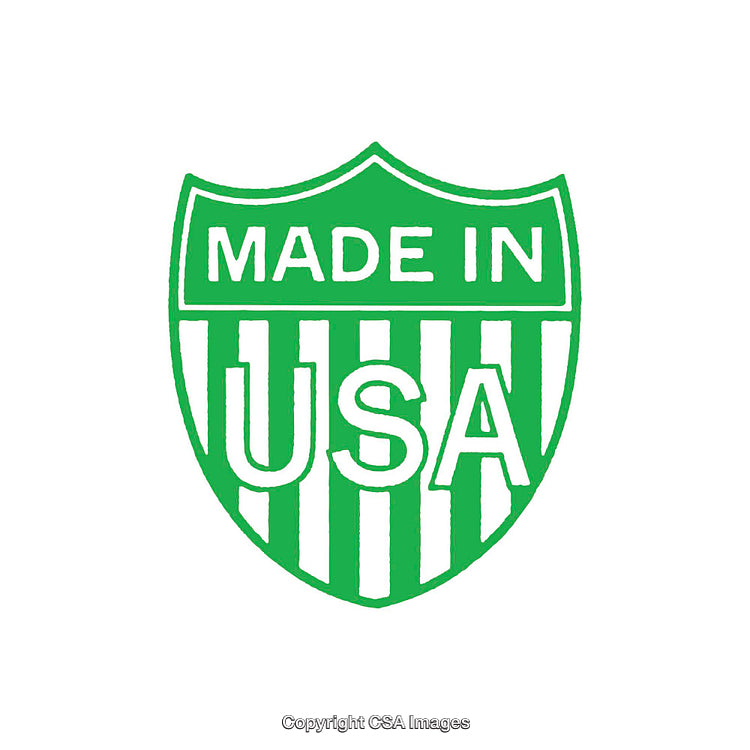 Green Emblem with 'Made in USA' Text on White Background