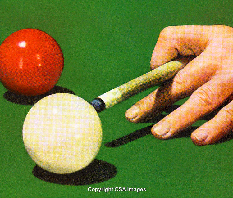 Close-Up of Hand Playing Billiards on a Green Pool Table