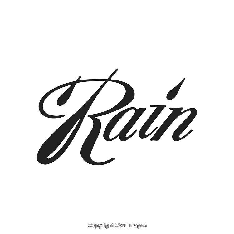 Elegant Handwritten Typography Featuring the Word Rain in Black
