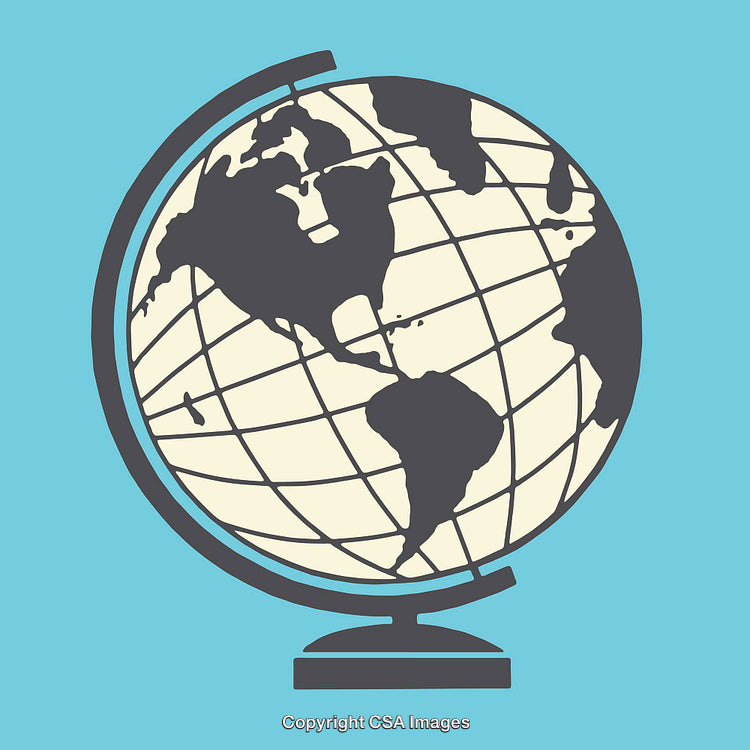 Colorful Stylized Illustration of a Globe Against a Blue Background
