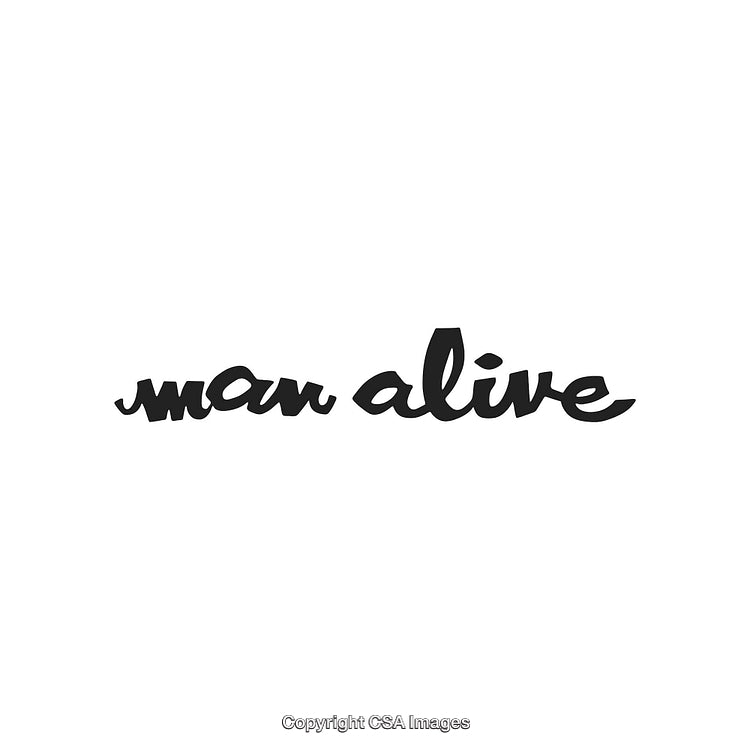 Stylized Typography Spelling 'Man Alive' With Clean Black Font on White