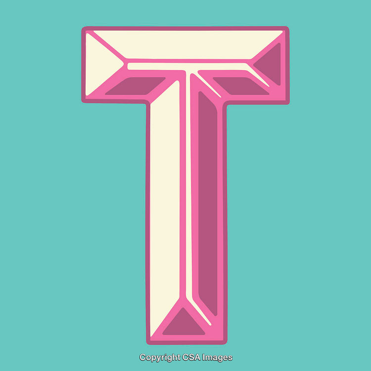 Stylized Capital Letter T Design on Vibrant Background