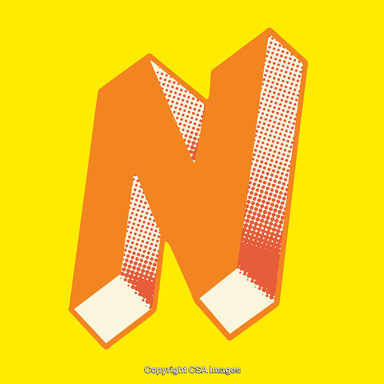 Creative Retro Style Illustration of the Letter N with Orange Details