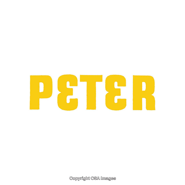 Yellow Text Art Featuring the Word 'Peter' on White Background