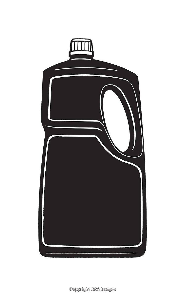 Black and White Illustration of a Household Cleaning Bottle