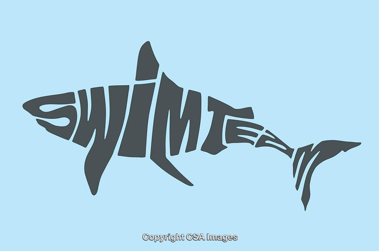 Creative Shark Illustration Designed Using the Words 'Swim Team'
