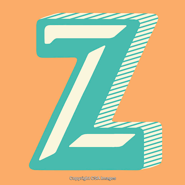 Stylized Retro Typography Featuring the Letter Z on Vibrant Background