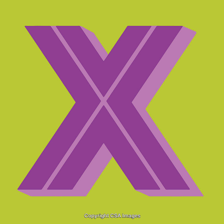 Purple 3D Letter X Against a Vibrant Yellow Background