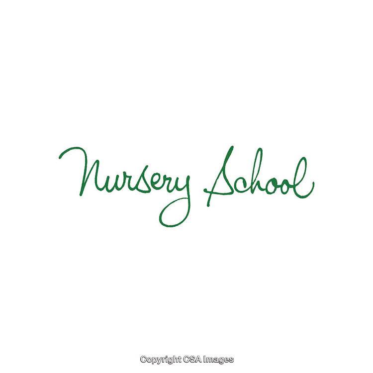 Elegant Green Nursery School Text on White Background
