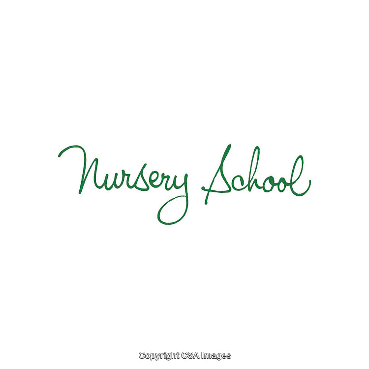 Elegant Green Nursery School Text on White Background
