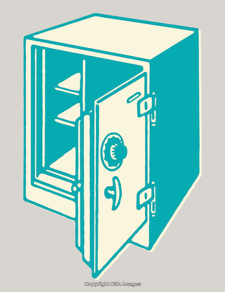 Illustration of an Open Safe with Minimalist Line Art Design