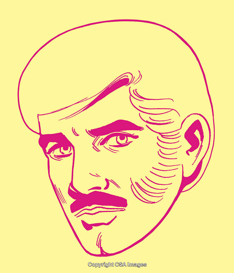 Retro-Styled Pop Art Illustration of a Man's Face in Vibrant Colors
