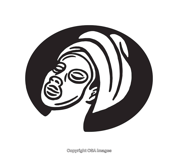 Black and White Line Art Illustration of Woman in Spa Relaxation Pose