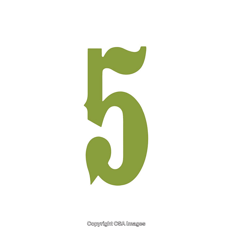 Green Stylized Number Five Isolated on White Background