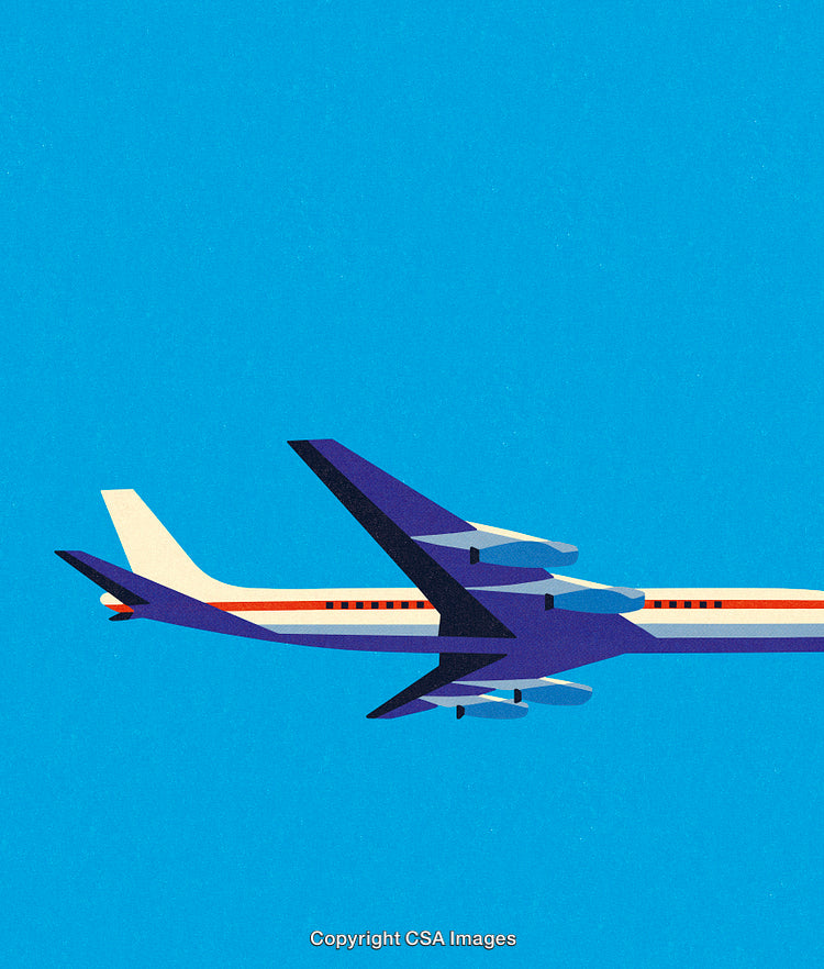 Illustrative Airplane in Flight Against a Clear Blue Sky