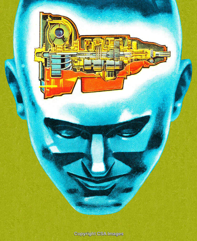 Futuristic Illustration of a Mechanical Brain Highlighting Advanced Technology Concepts
