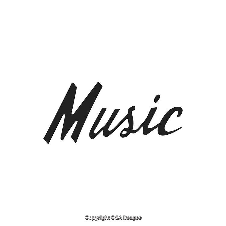 Stylized Music Text Design Featuring a Handwritten Font on White Background