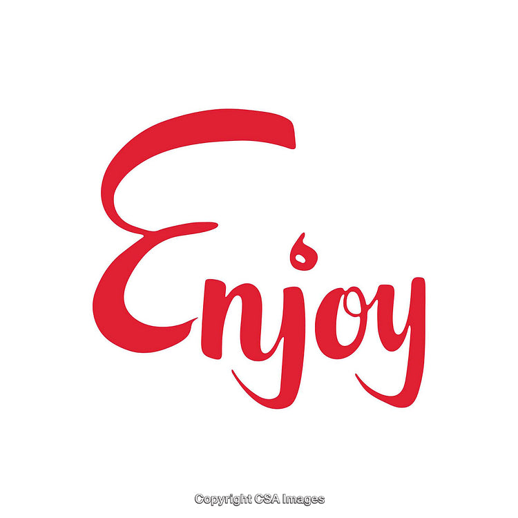 Red Bold Typography Spelling Enjoy on a White Background