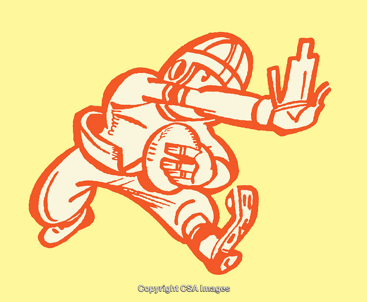 Stylized Line Art Illustration of a Football Player in Action Pose