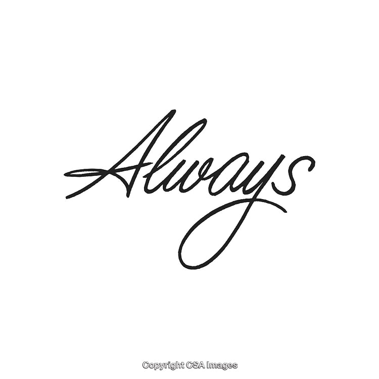 Elegant Handwritten Script of the Word 'Always' on a White Background