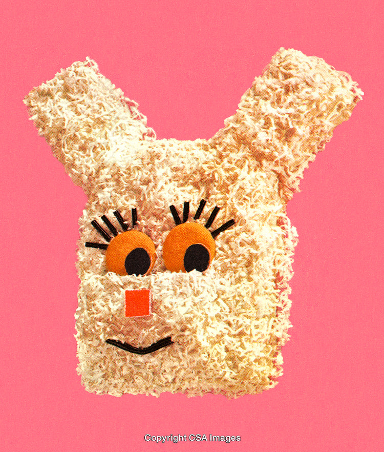 Creative Bunny-Themed Artwork on Pink Background with Unique Textured Design