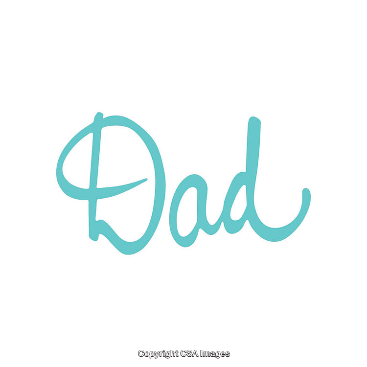 Elegant Light Blue Font Depicting the Word 'Dad' on White Background