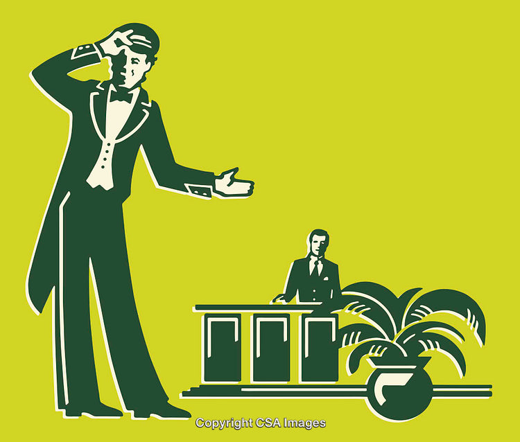 Elegant Vintage Illustration Depicting Formal Interaction Between Two Figures