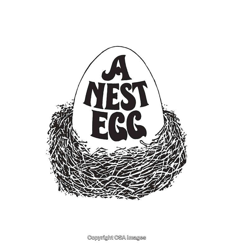 Black and White Line Art of a 'Nest Egg' Concept Illustration