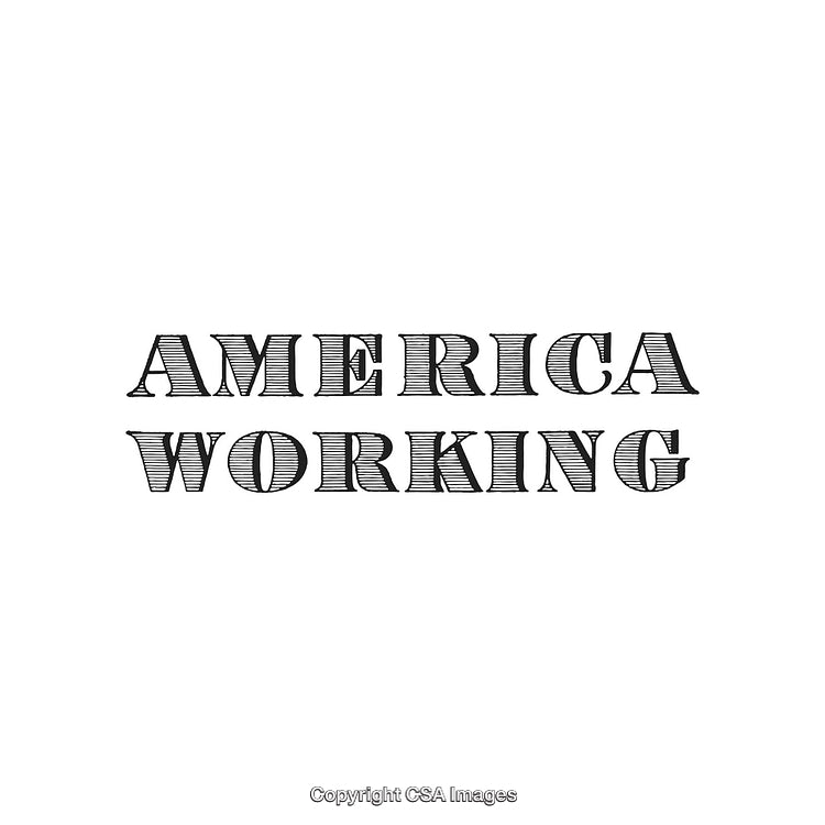 Bold Text Illustration Featuring 'America Working' in Classic Typography