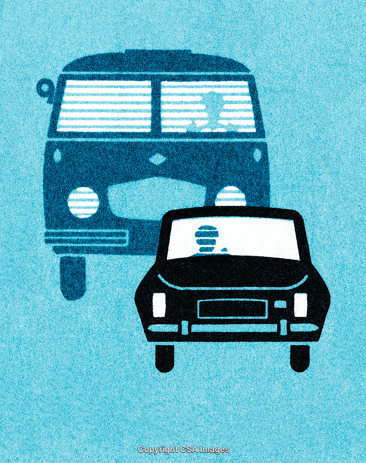Retro Styled Minimalist Illustration of Vintage Vehicles on Textured Background