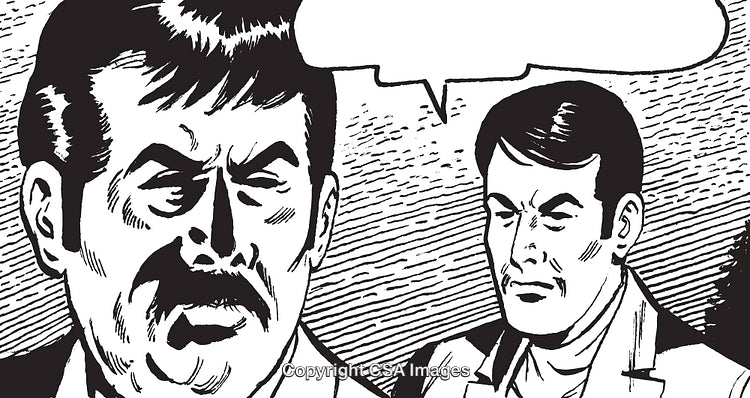 Black-and-White Comic Panel with Two Men in a Thoughtful Conversation