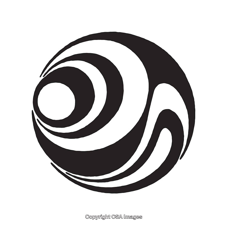 Abstract Black And White Swirl Line Art Sphere Design