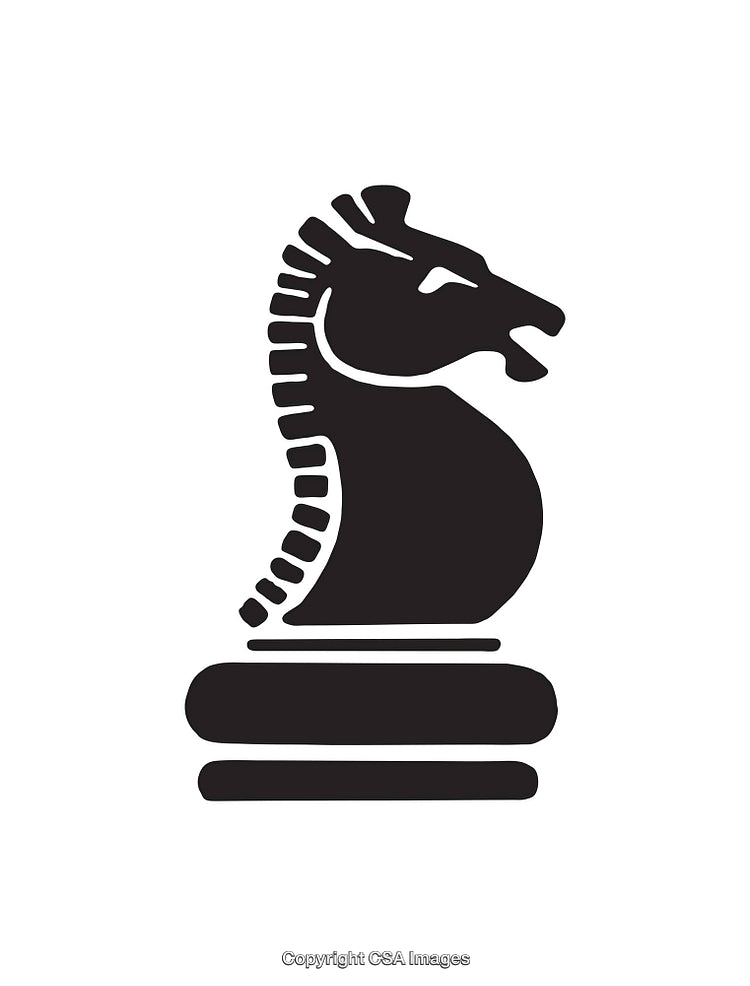 Black-and-White Knight Chess Piece Icon Symbolizing Strategy and Game