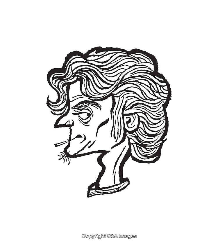 Hand-Drawn Black and White Illustration of a Unique Character