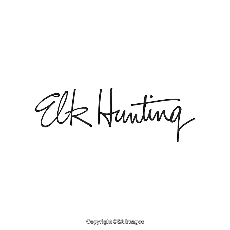 Minimalist Black Text Logo for Elk Hunting on White Background