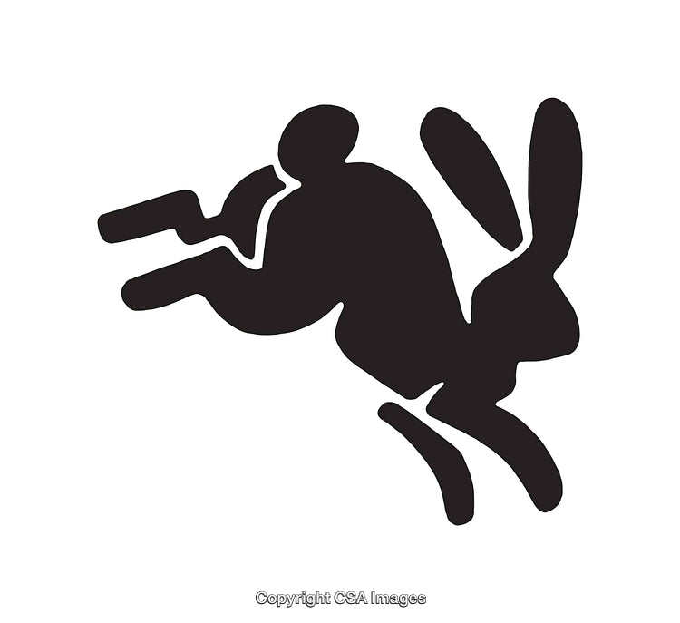Abstract Silhouette of Rabbit and Human Artistic Illustration