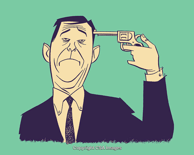 Illustration Depicting a Businessman Experiencing a Dramatic and Emotional Moment