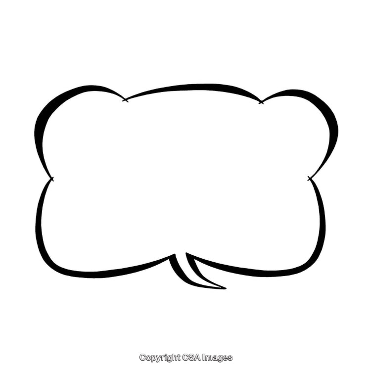 Blank Comic Speech Bubble with Black Outline on White Background