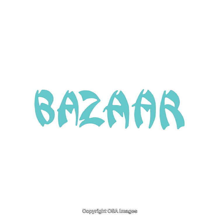 Creative Bazaar Text in Unique Light Blue Decorative Font