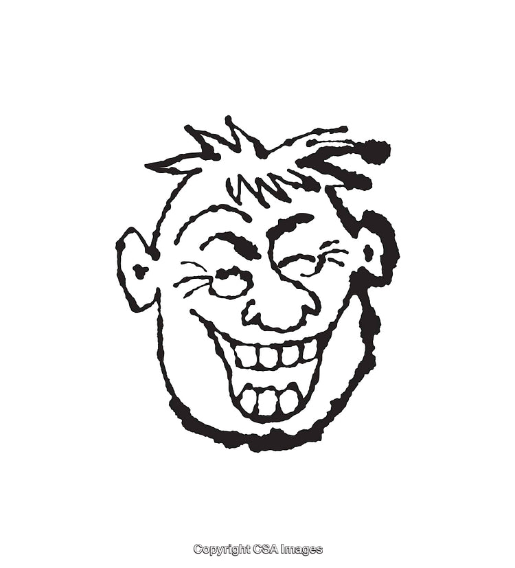 Black and White Line Art Illustration of a Winking Face